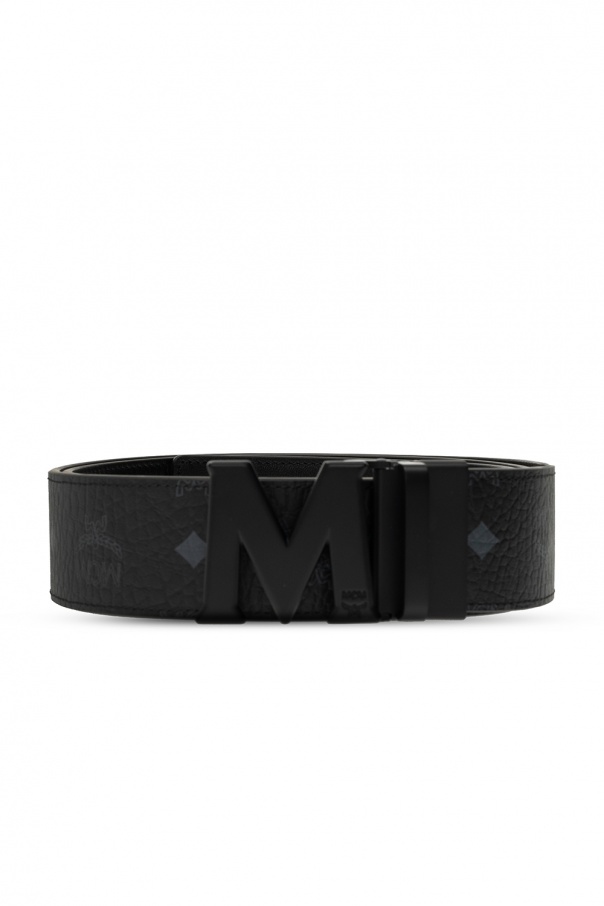 Mcm belt black and white best sale